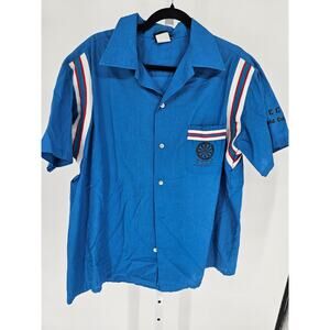 Grand Bahama Darts Association Mens Sz XL Bowling Style Shirt Blue Vintage